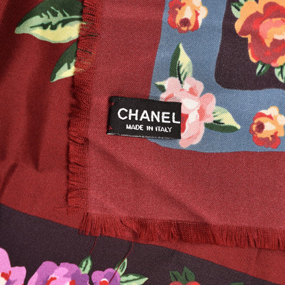 Chanel Silk CC Camellia Square Scarf Red 4 of 5