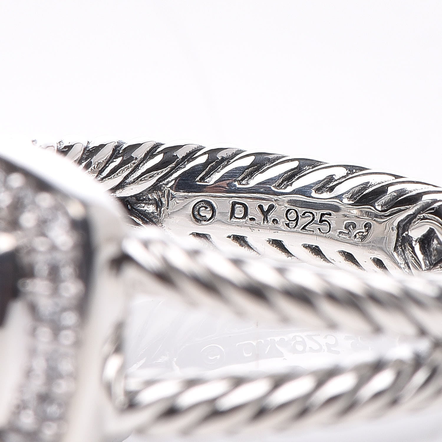David Yurman Sterling Silver Diamond Black Orchid 7mm Petite Albion Ring 54 7 5 of 5