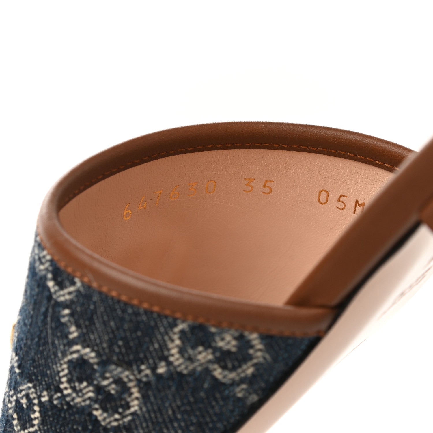 Gucci New Denim GG Monogram Miro Soft Calfskin Jolie Slide Sandals 35 Blue Tea Cuir Epilog 8 of 9