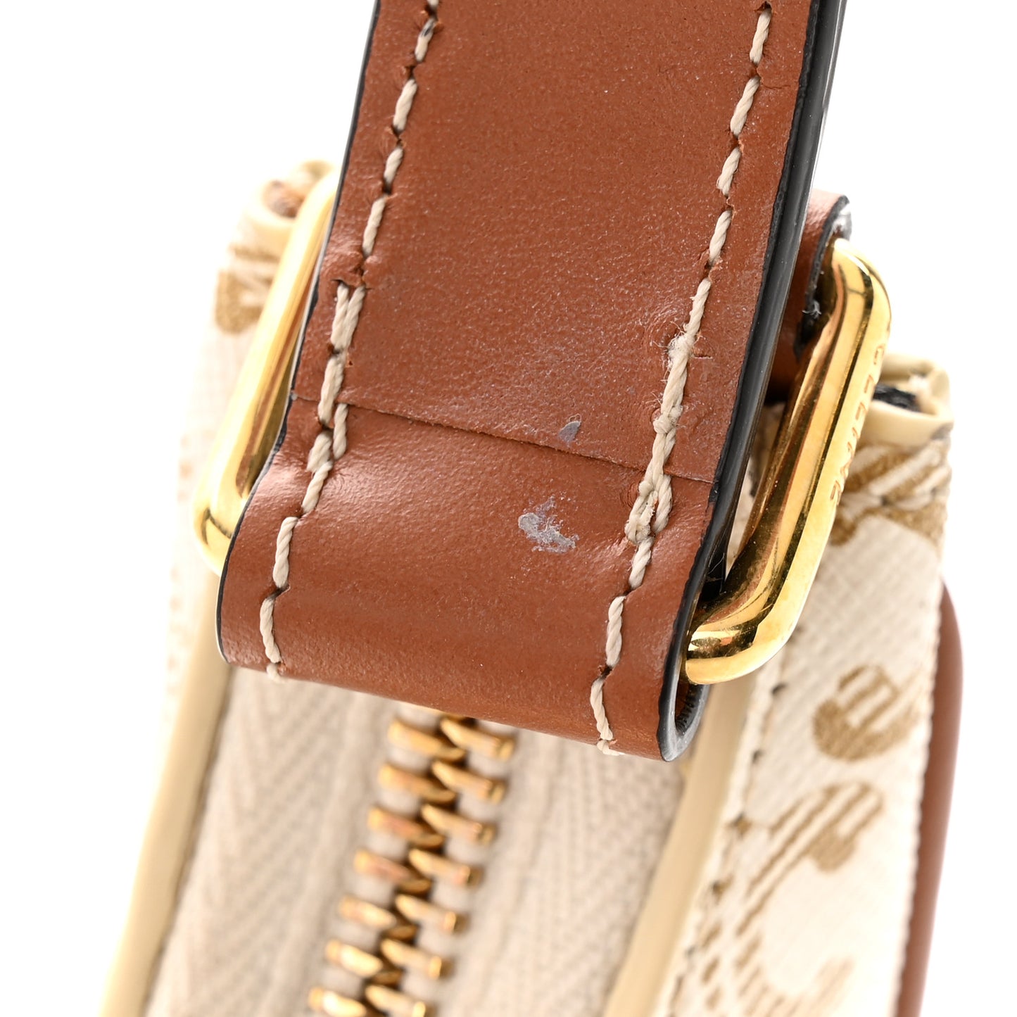 Canvas Calfskin Ava Triomphe Shoulder Bag White