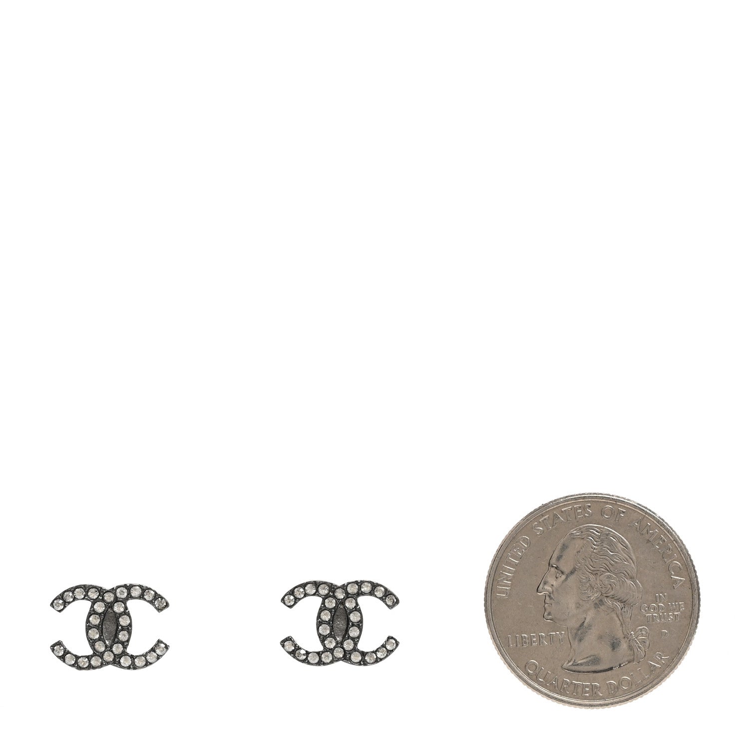 Chanel Ruthenium Crystal CC Stud Earrings 2 of 5