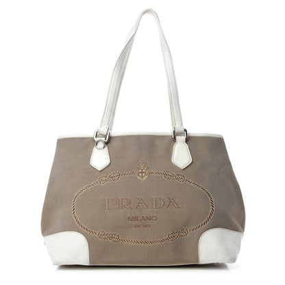 Prada Jacquard Logo Tote Corda Talco 1 of 15