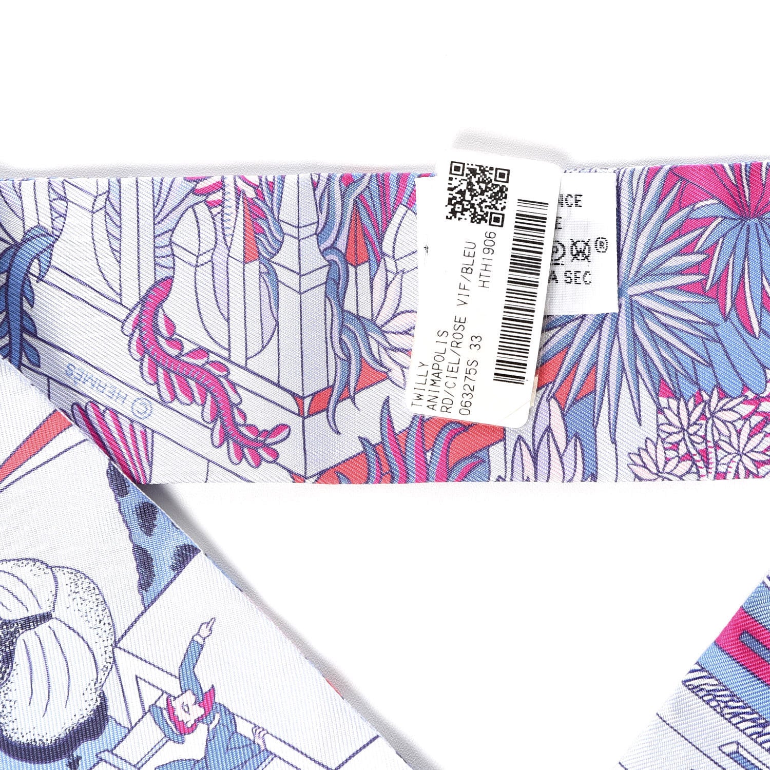 Hermes Silk Animapolis Twilly Ciel Rose Vif Bleu 3 of 5