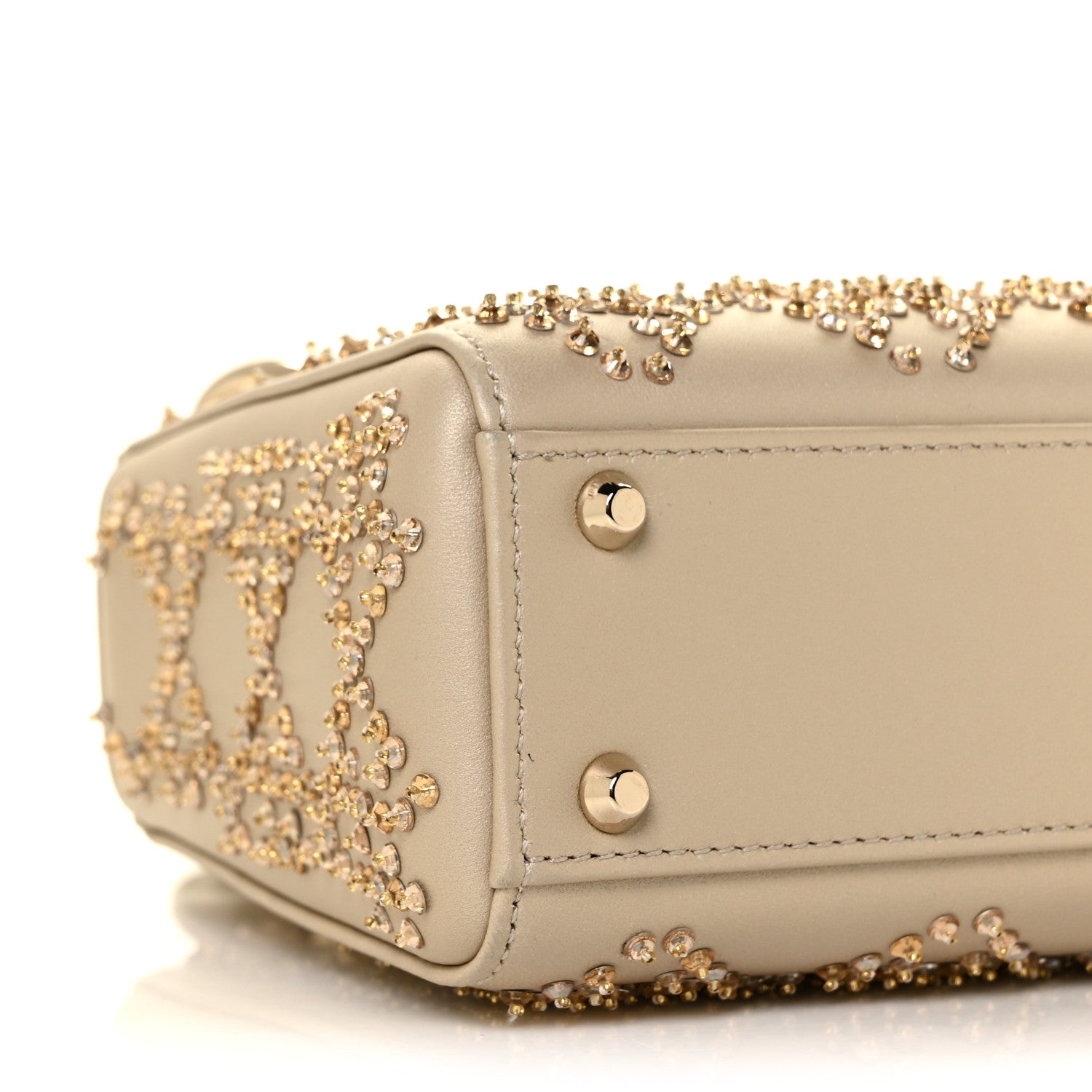 Christian Dior Metallic Lambskin Crystal Cannage Mini Lady Dior Platinum 7 of 7