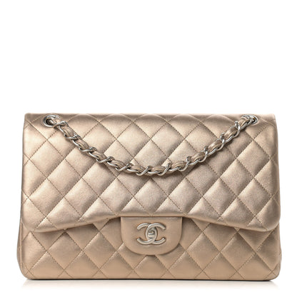 Chanel Metallic Lambskin Quilted Jumbo Double Flap Gold 1 of 17
