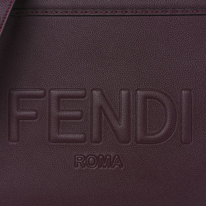 Fendi Vitello Cher Logo Debossed Medium Fendi Sunshine Shopper Tote Granata 9 of 11