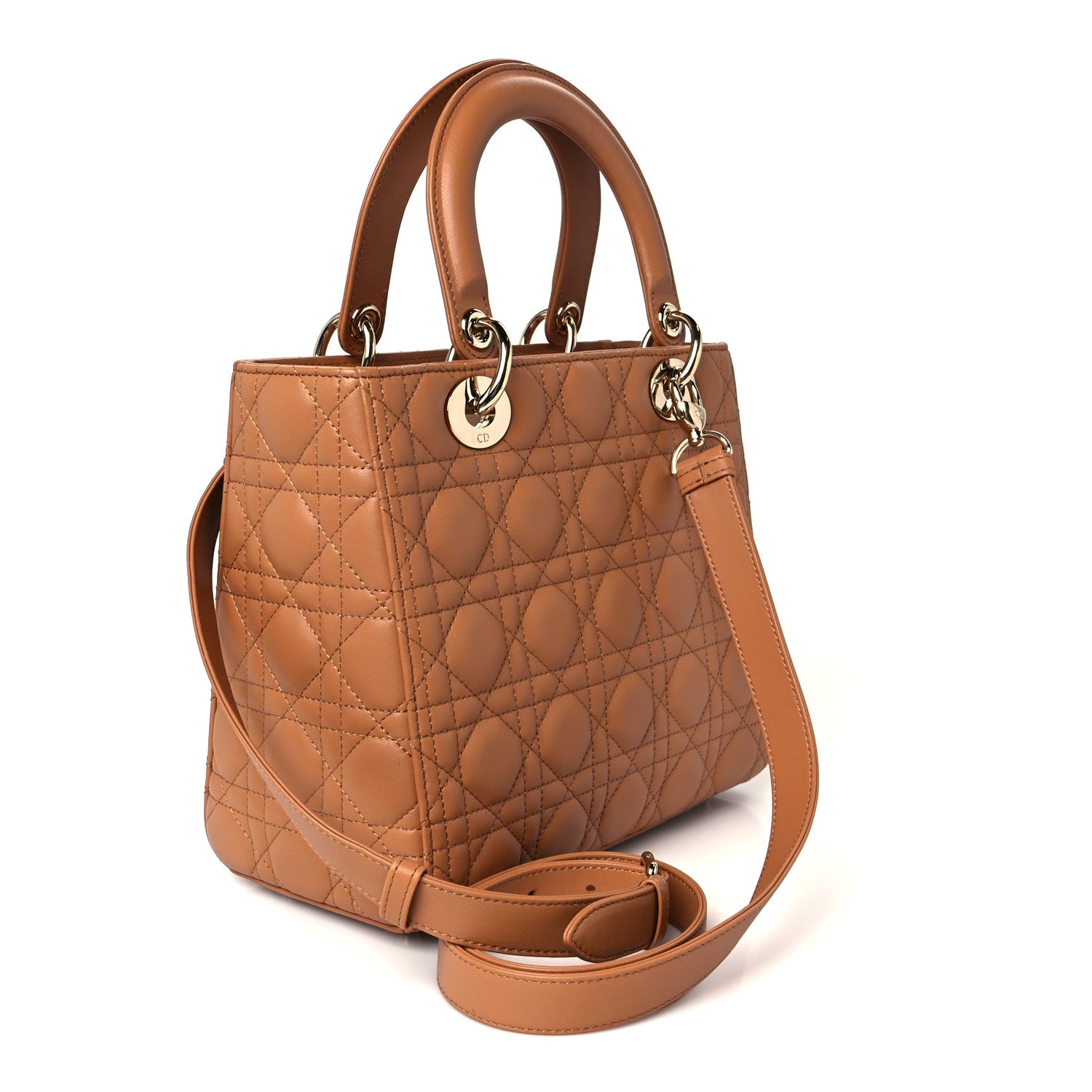Christian Dior Lambskin Cannage Medium Lady Dior Amber 3 of 10