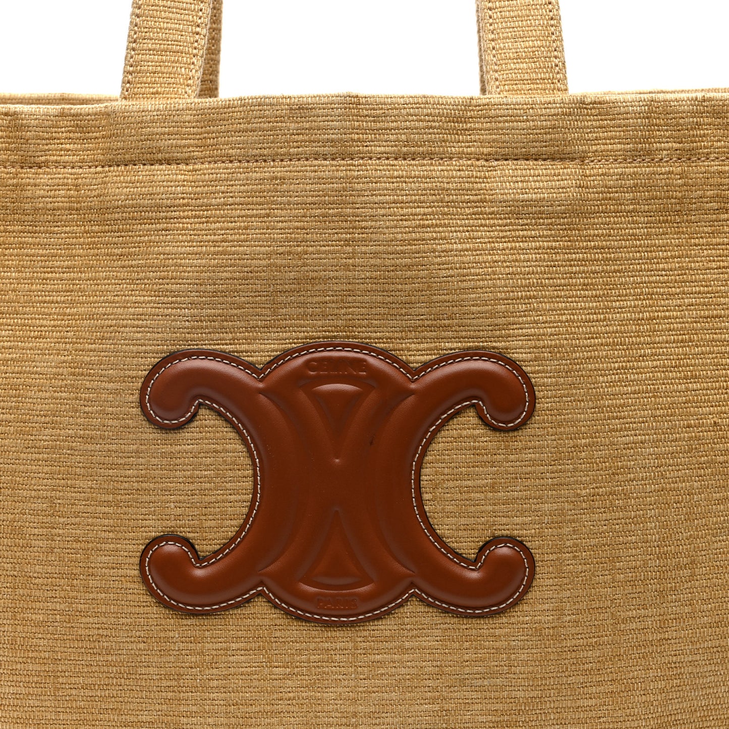 Canvas Calfskin Triomphe Large Cabas  Natural Tan