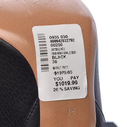 Valentino Garavani Pebbled Calfskin Rockstud Double Buckle 100mm Ankle Boots 38 Black 9 of 10