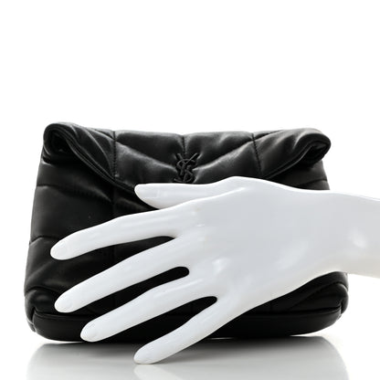 Saint Laurent Lambskin Monogram Loulou Puffer Pouch Clutch Black 2 of 7