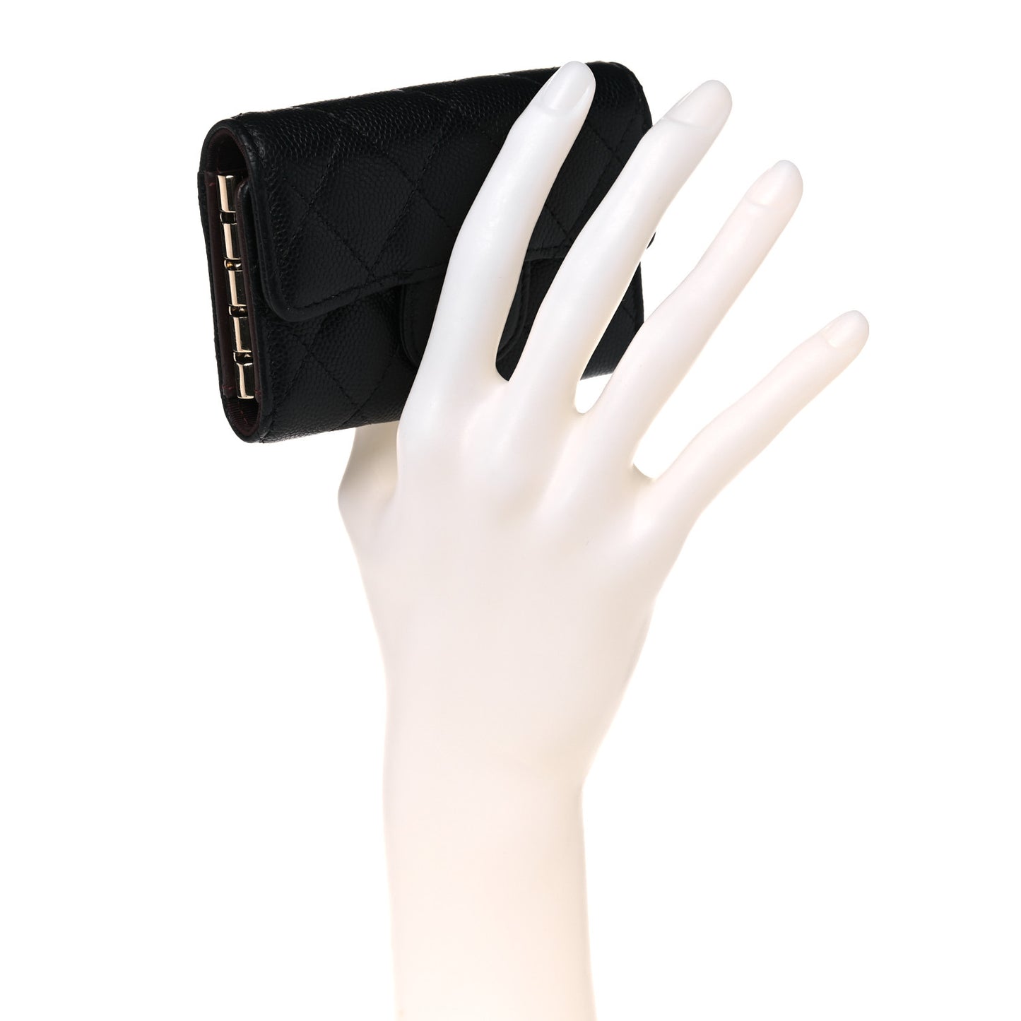 Caviar Quilted Classic 4 Key Holder Wallet Black