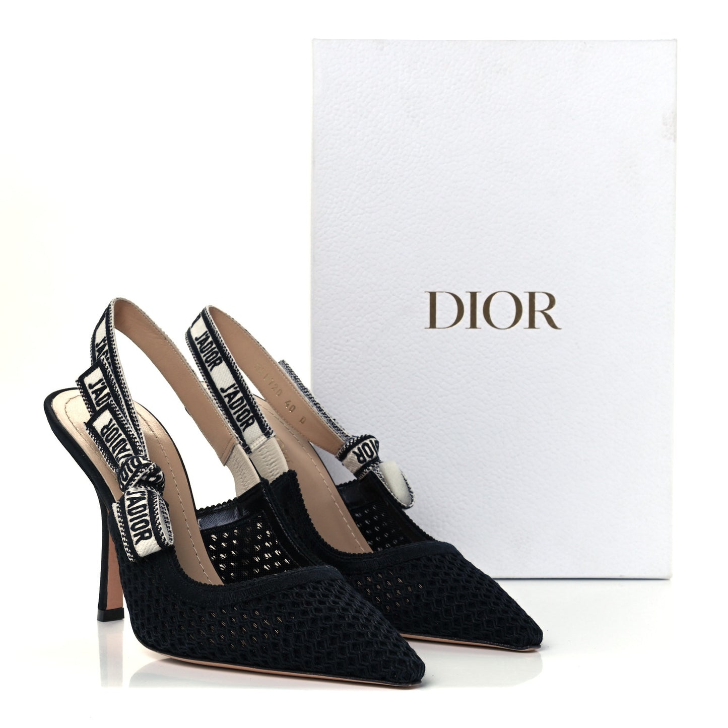 Mesh Fabric Ribbon J'Adior Slingback 100mm Pumps 40 Black