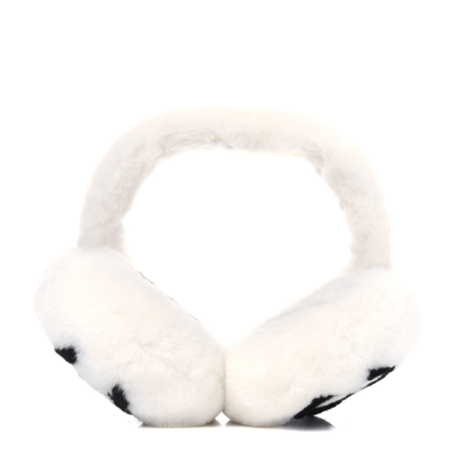 Shearling CC Ear Muffs White Black