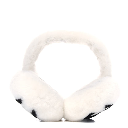 Chanel Shearling CC Ear Muffs White Black 1 of 3