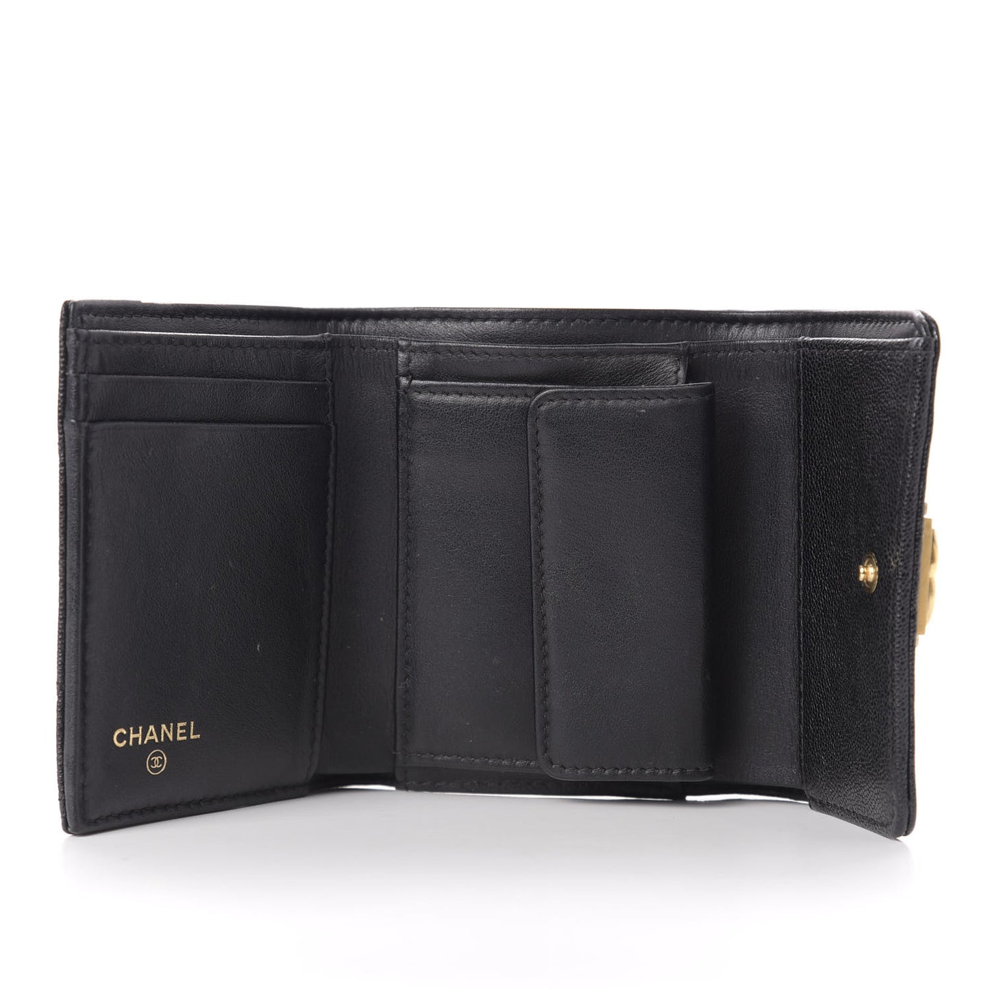 Caviar Quilted Compact Boy Wallet Black