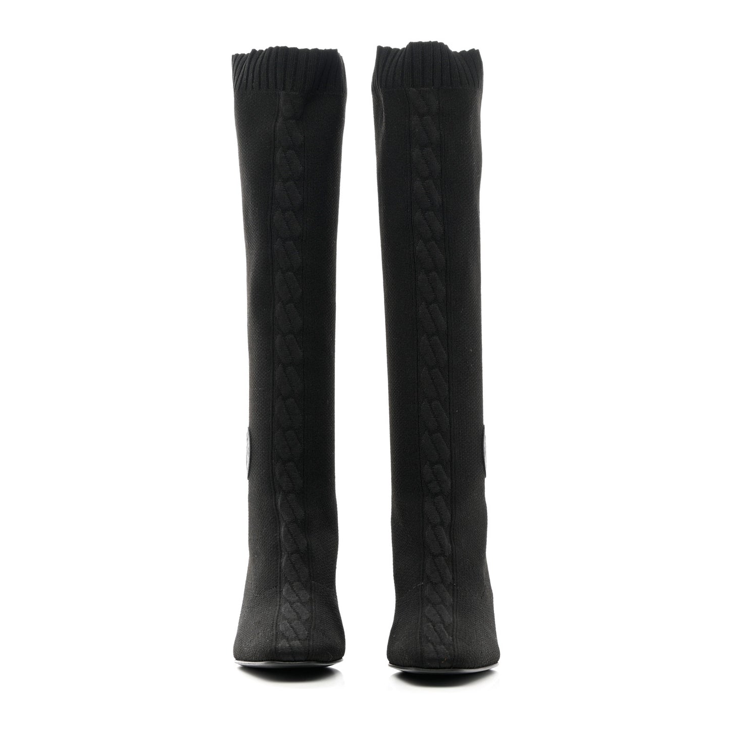 Knit Calfskin Fontaine 60 Boots 36.5 Black