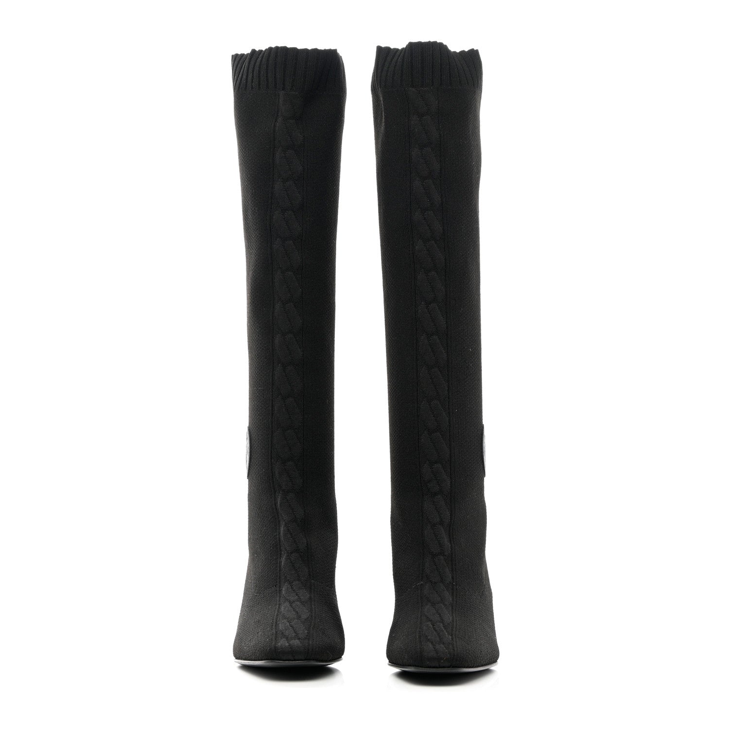Hermes Knit Calfskin Fontaine 60 Boots 36.5 Black 2 of 16