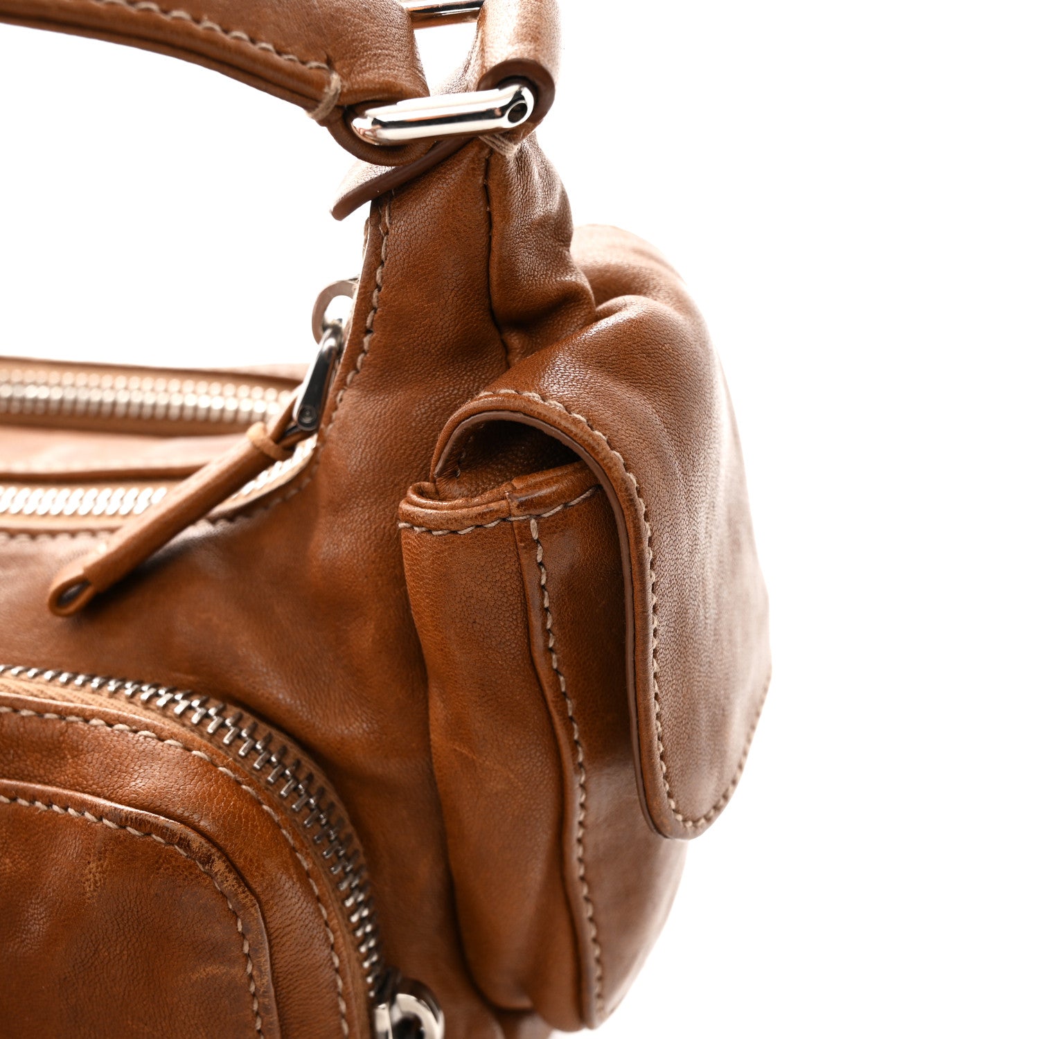 Miu Miu Nappa Multi Pocket Hobo Caramel 1795293 – FASHIONPHILE