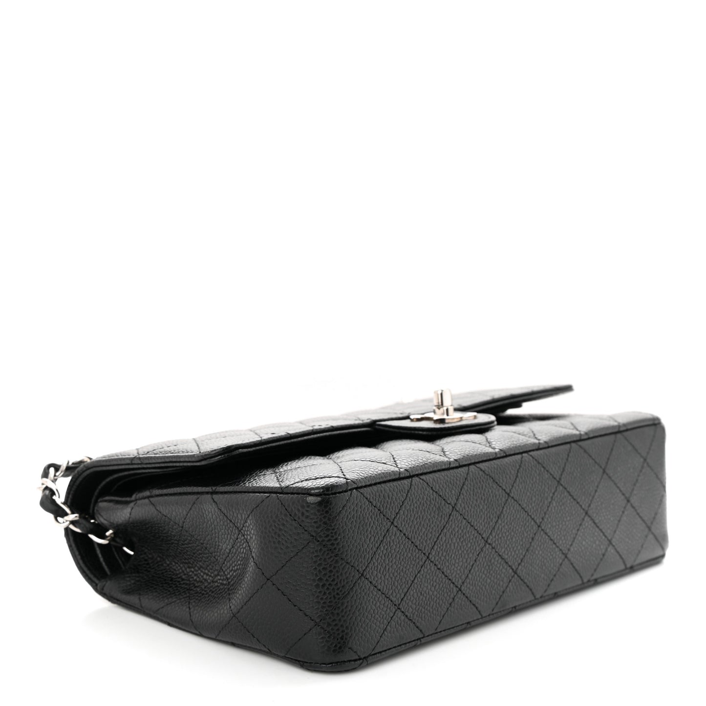 Caviar Quilted Medium Double Flap Black