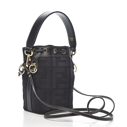 Fendi Canvas Vitello King F is Fendi FF Embroidered Mini Mon Tresor Bucket Bag Black 3 of 10