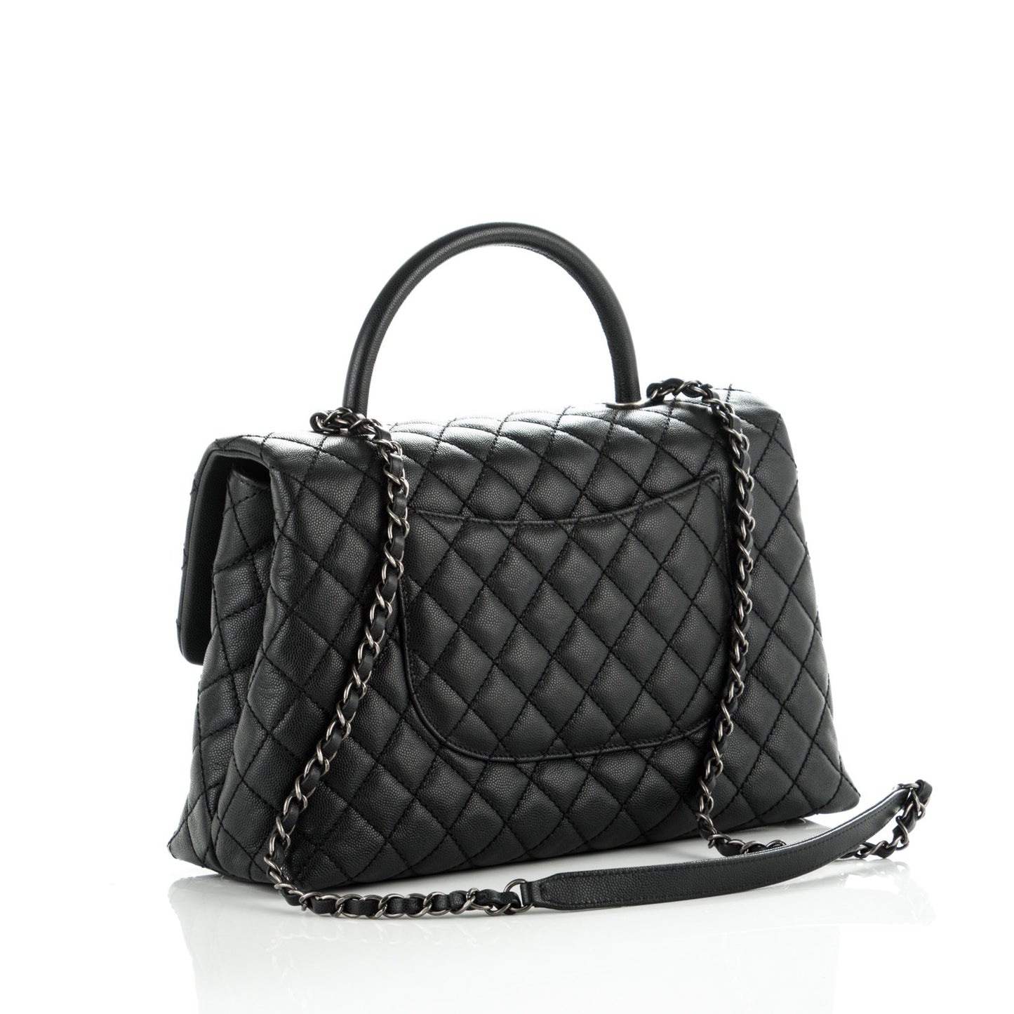 Caviar Quilted Medium Coco Handle Flap Black