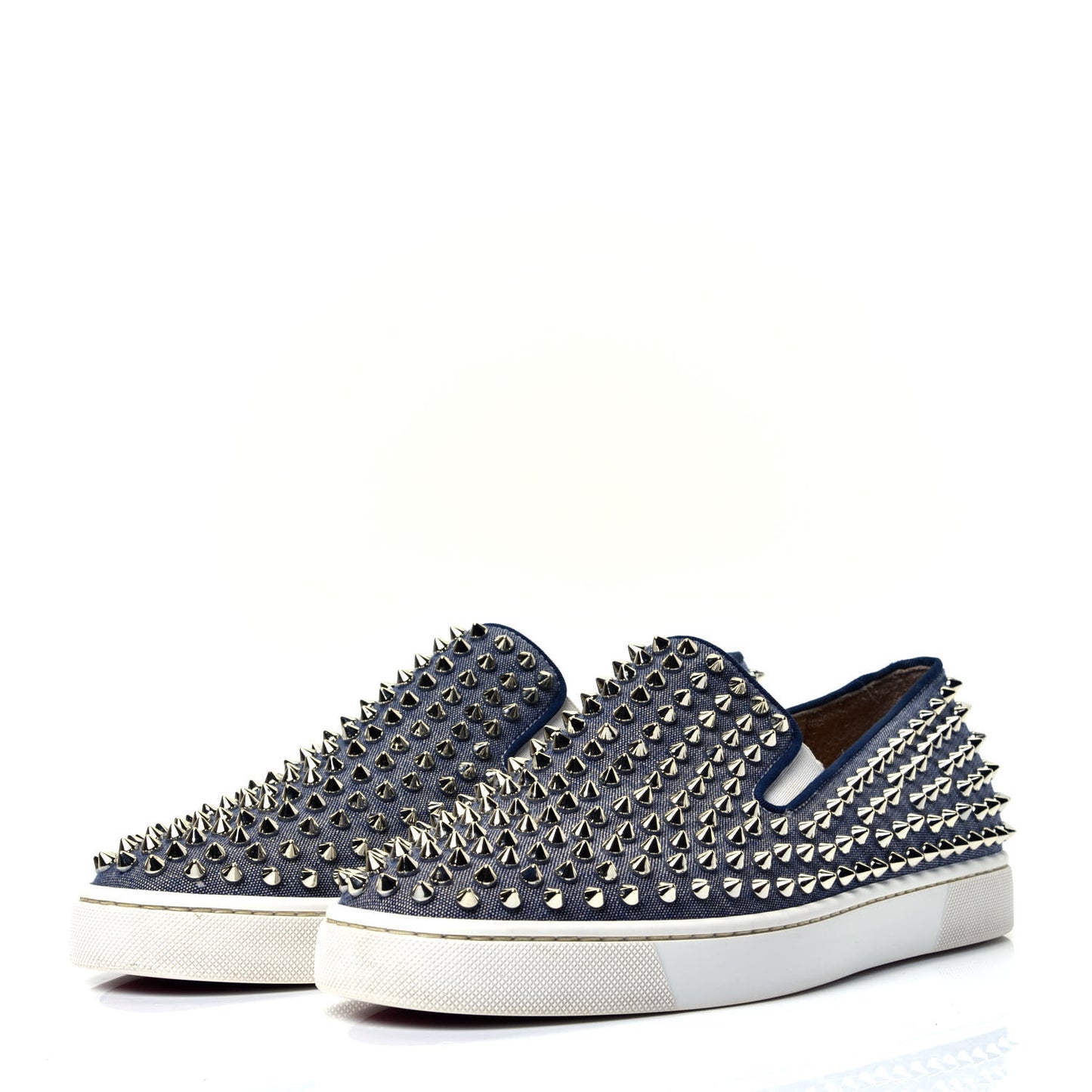 Denim Chain Spikes Mens Roller Boat Flat 42 Blue