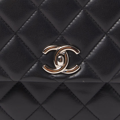 Chanel Lambskin Quilted Bowler Flap Shoulder Bag Black 7 of 9