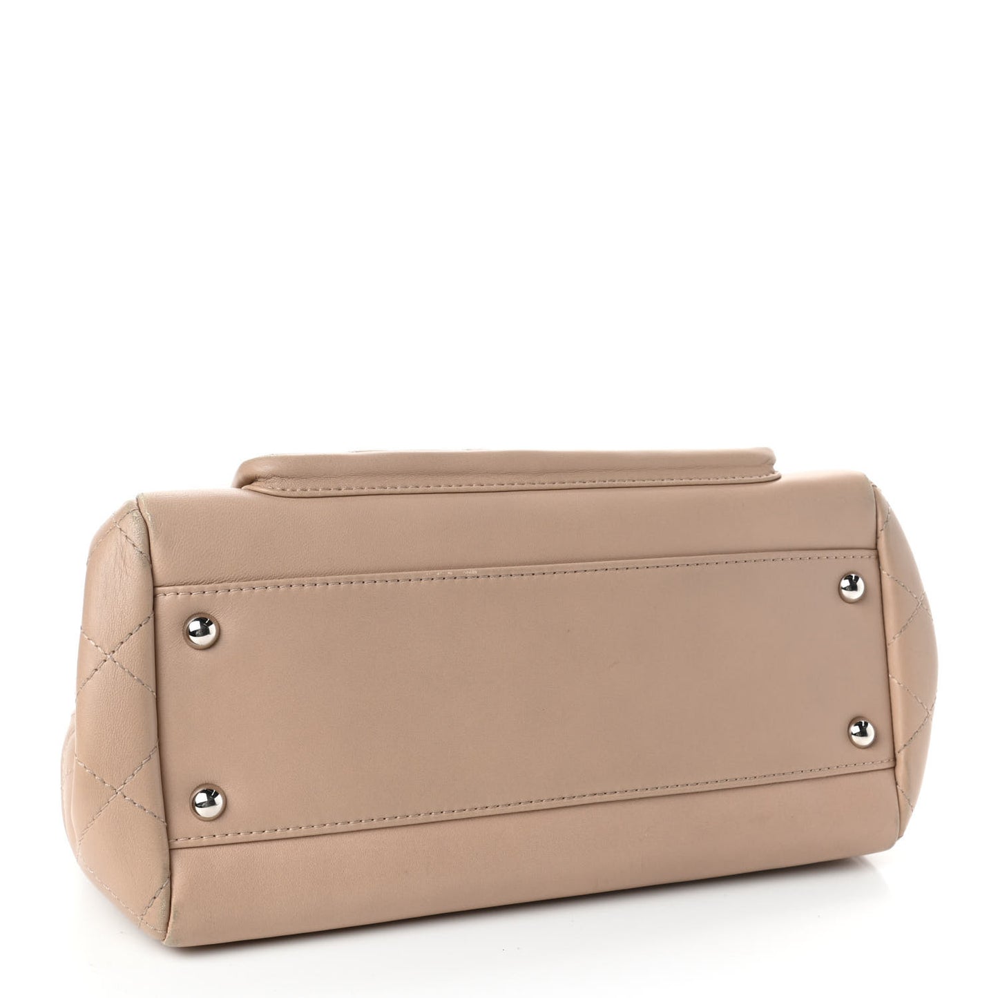 Lambskin Quilted CC Accordion Shopping Bag Beige