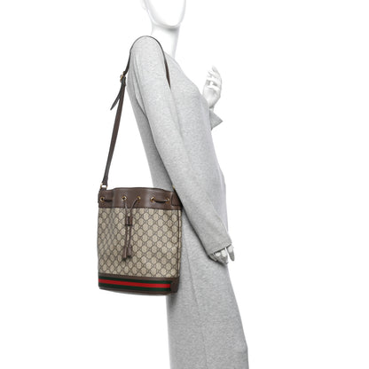 Gucci GG Supreme Monogram Web Ophidia Bucket Bag Brown 2 of 10