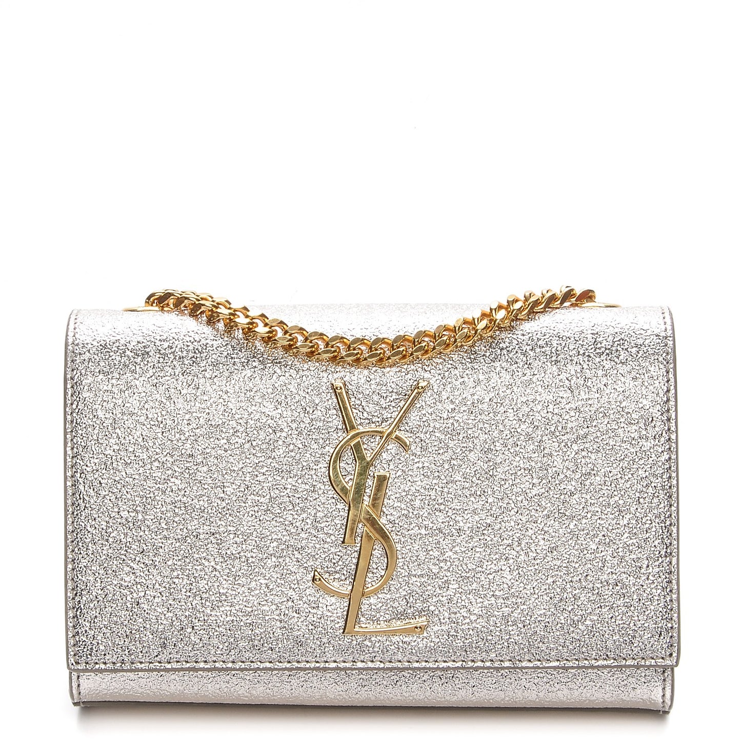 Metallic Calfskin Small Classic Monogram Kate Satchel Pale Gold