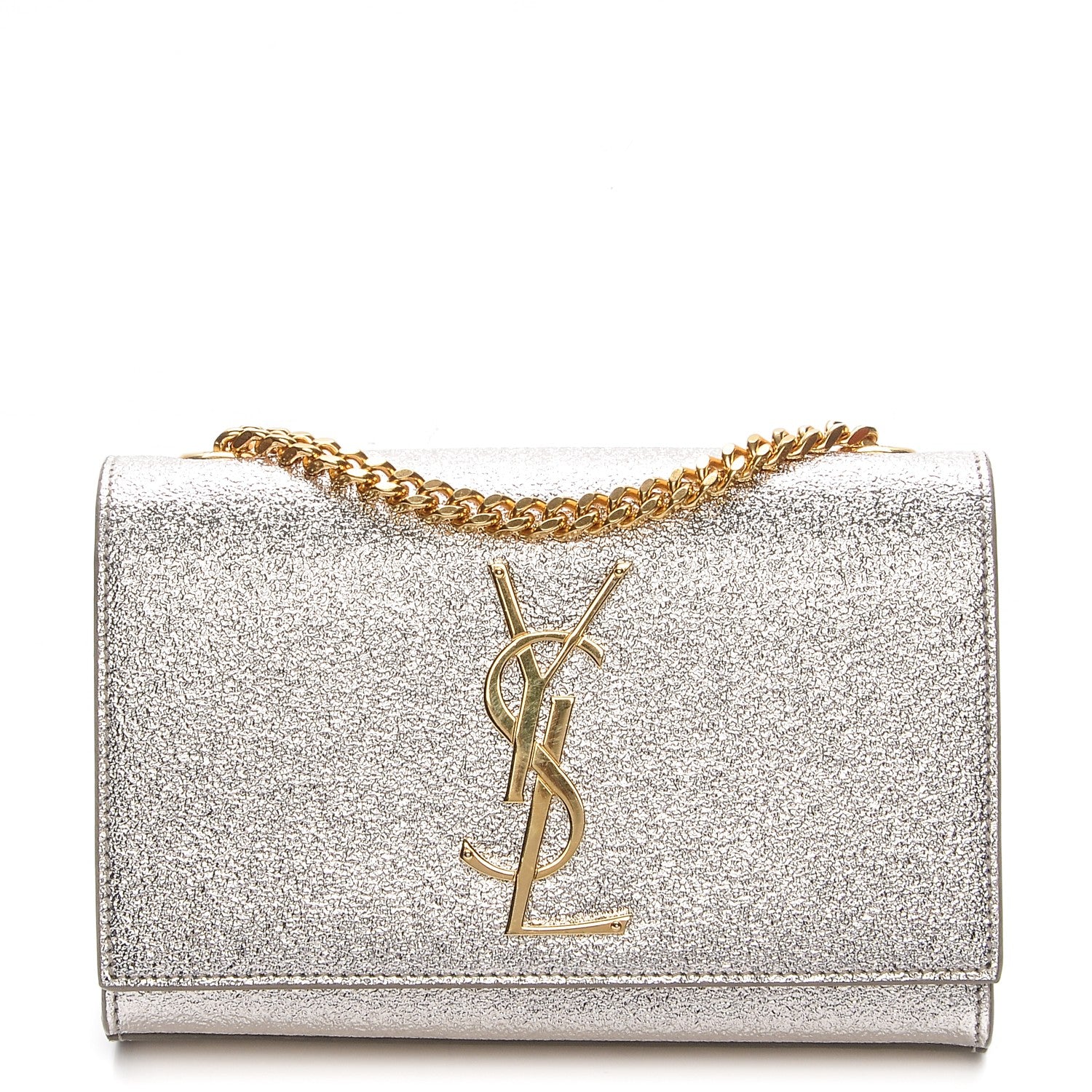 Saint Laurent Metallic Calfskin Small Classic Monogram Kate Satchel Pale Gold 1 of 6