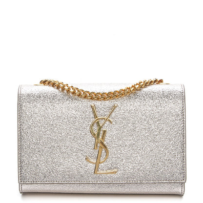 Saint Laurent Metallic Calfskin Small Classic Monogram Kate Satchel Pale Gold 1 of 6