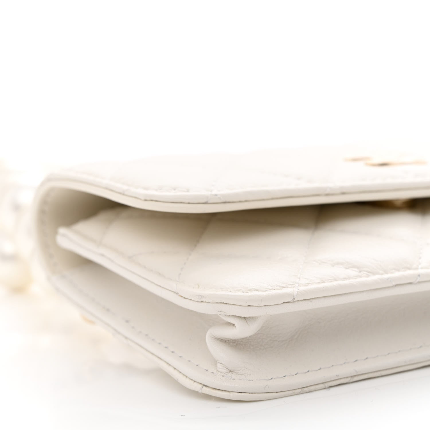 Chanel Calfskin Quilted Maxi Pearls Clutch With Chain White 10 of 14