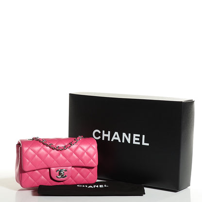 Chanel Lambskin Quilted Mini Rectangular Flap Dark Pink 9 of 9