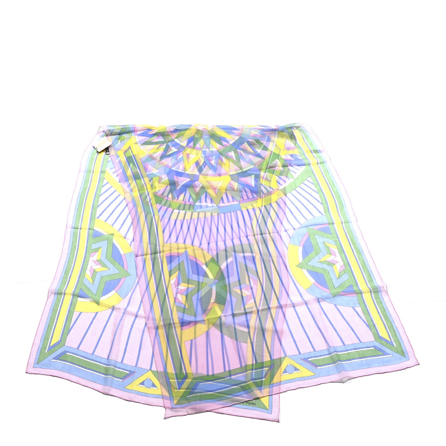 Mousseline Silk Rose De Compas Stole Scarf