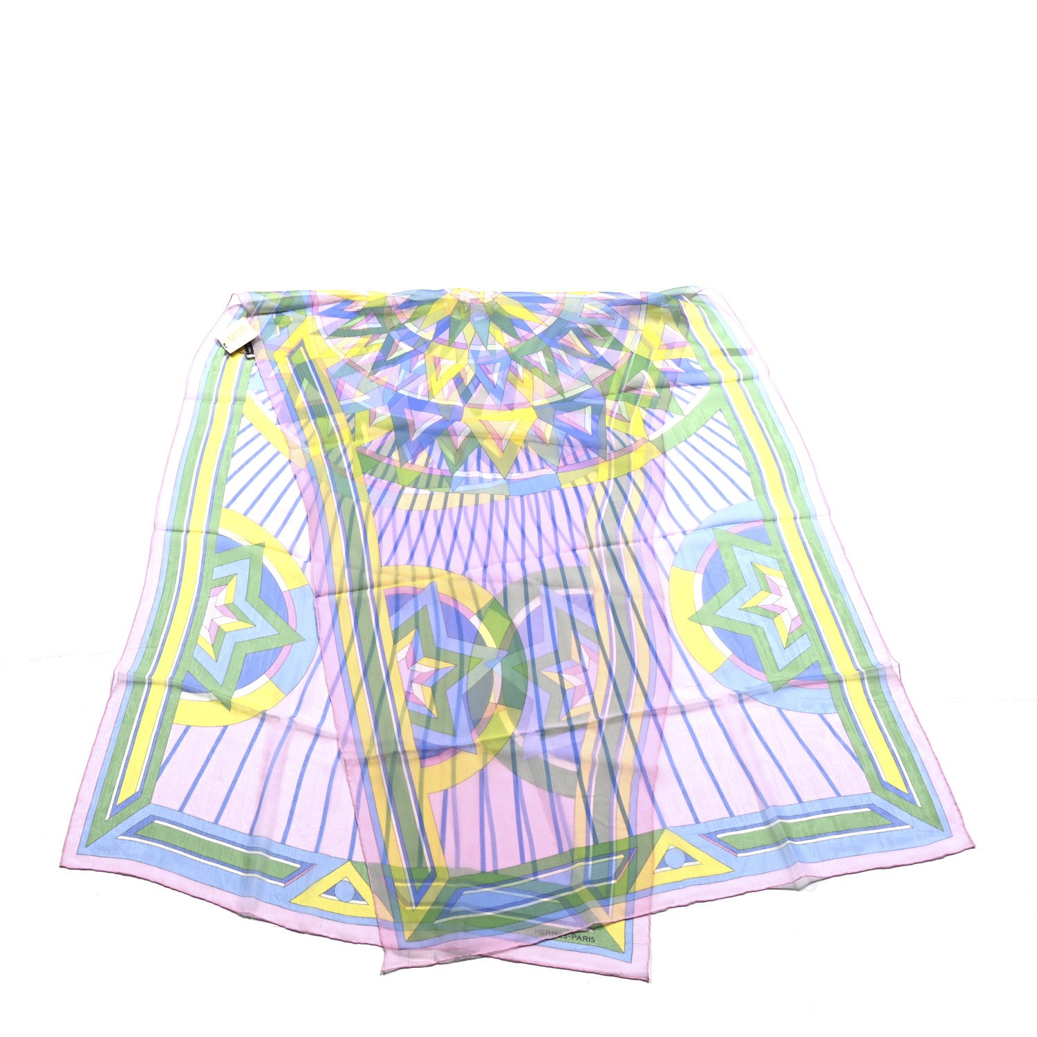 Hermes Mousseline Silk Rose De Compas Stole Scarf 2 of 3