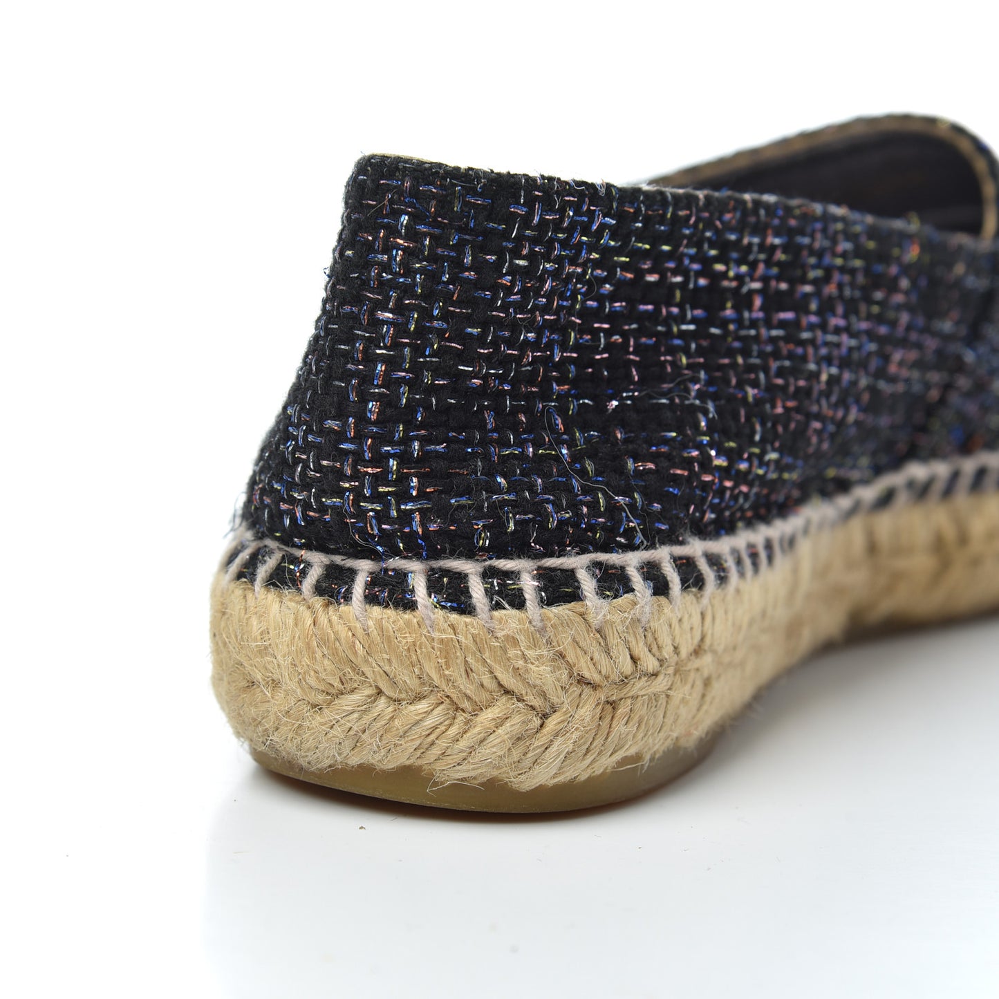 Tweed Patent Goatskin CC Espadrilles 36 Black Pink Yellow Silver