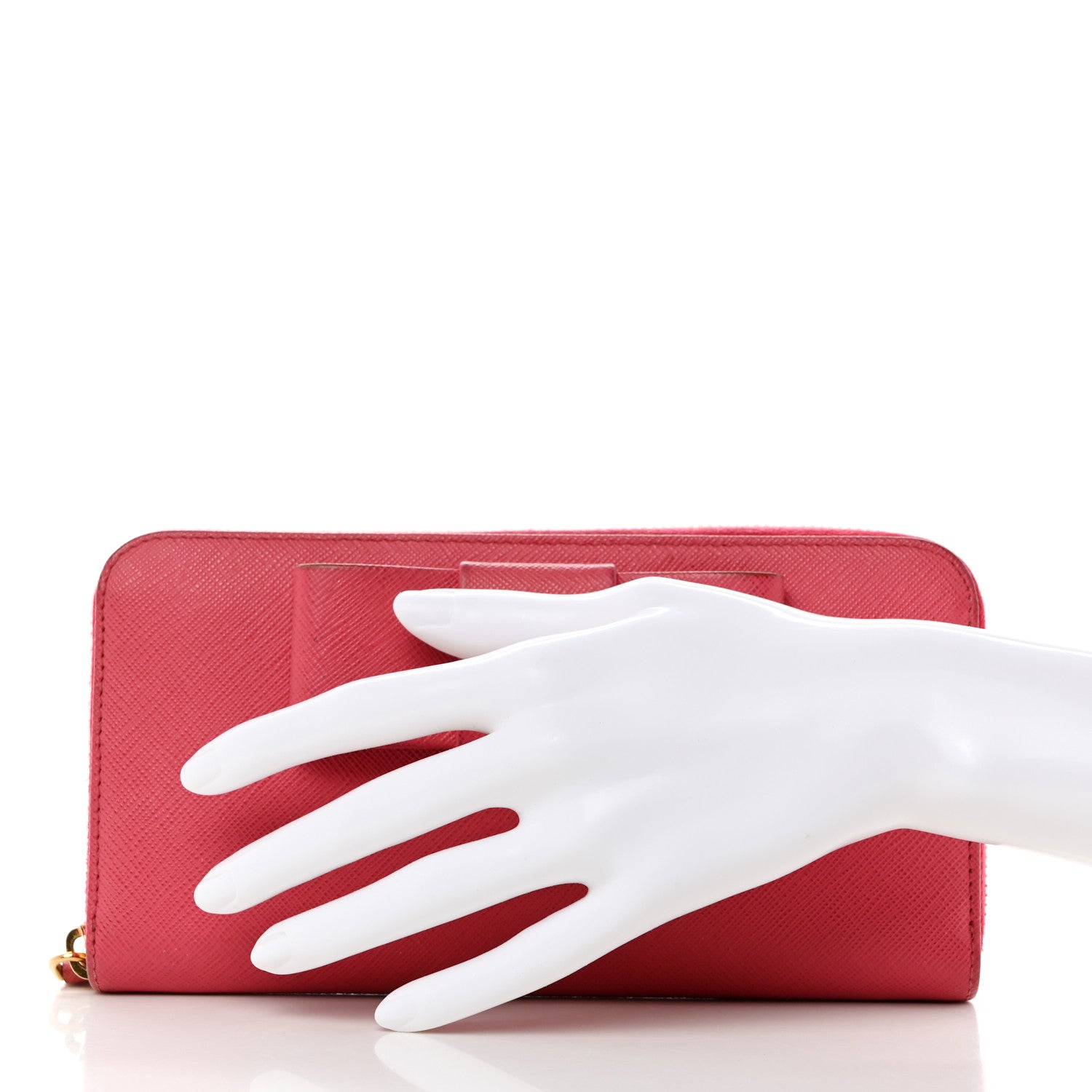 Prada Saffiano Fiocco Bow Zip Around Wallet Peonia 2 of 13