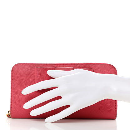 Prada Saffiano Fiocco Bow Zip Around Wallet Peonia 2 of 13