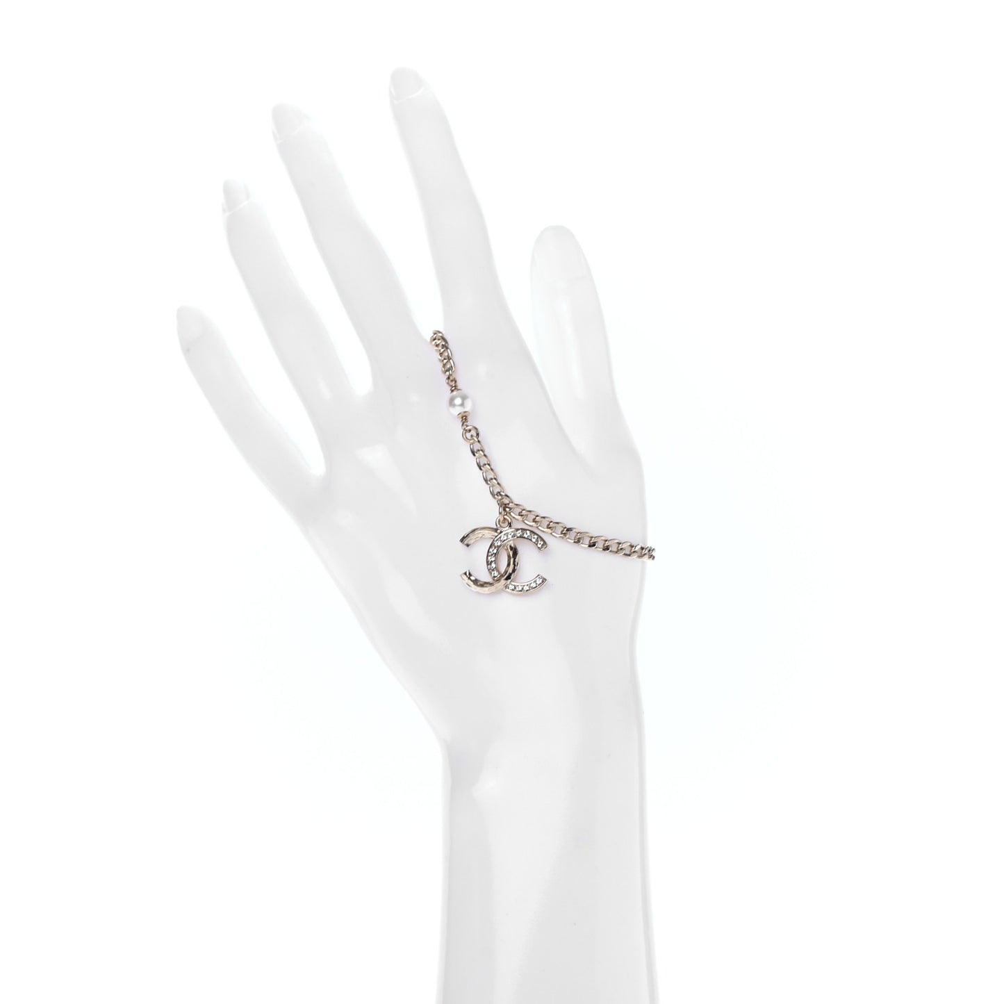 Pearl Crystal CC Bracelet Light Gold