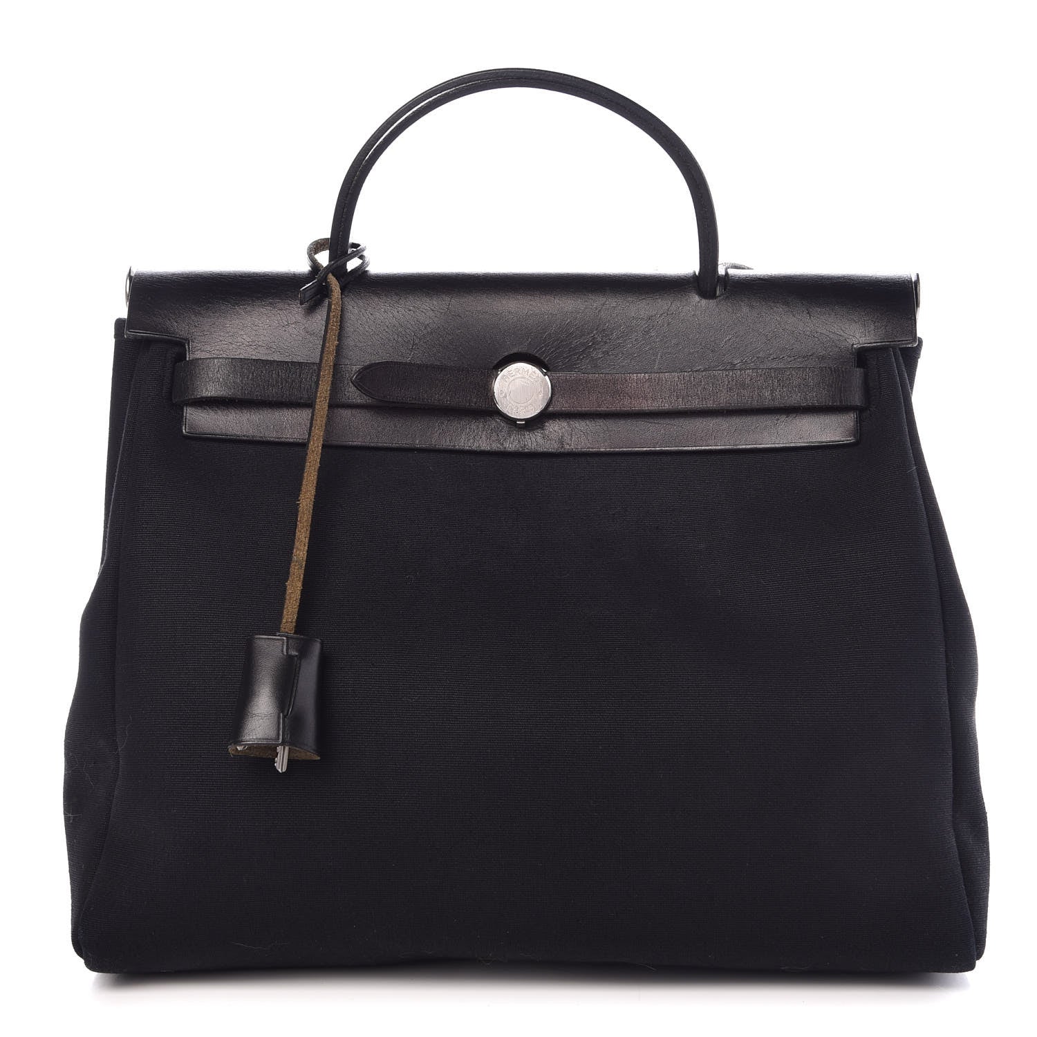 Hermes Toile Vache Calfskin Herbag 30 PM Black 1 of 11