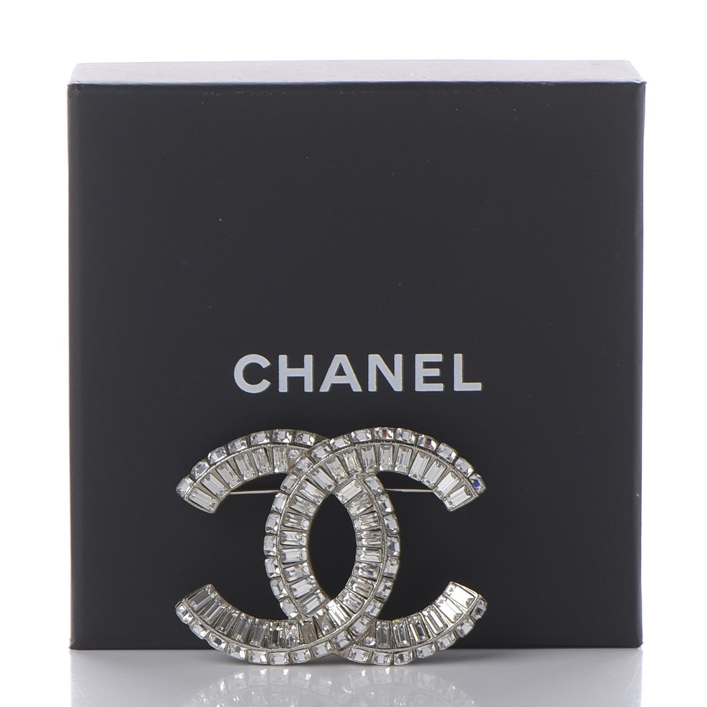 Baguette Crystal CC Brooch Silver