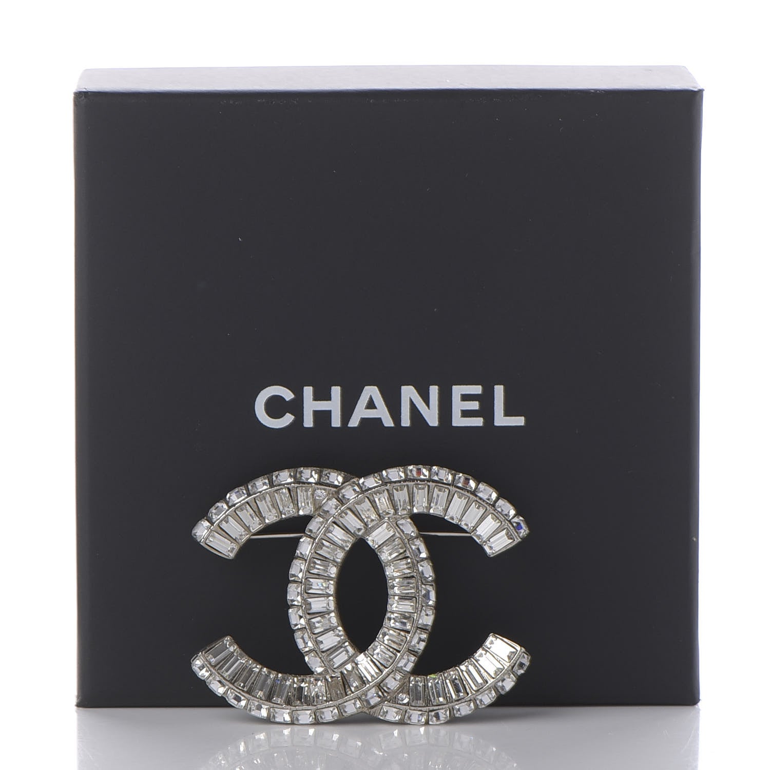 Chanel Baguette Crystal CC Brooch Silver 5 of 5