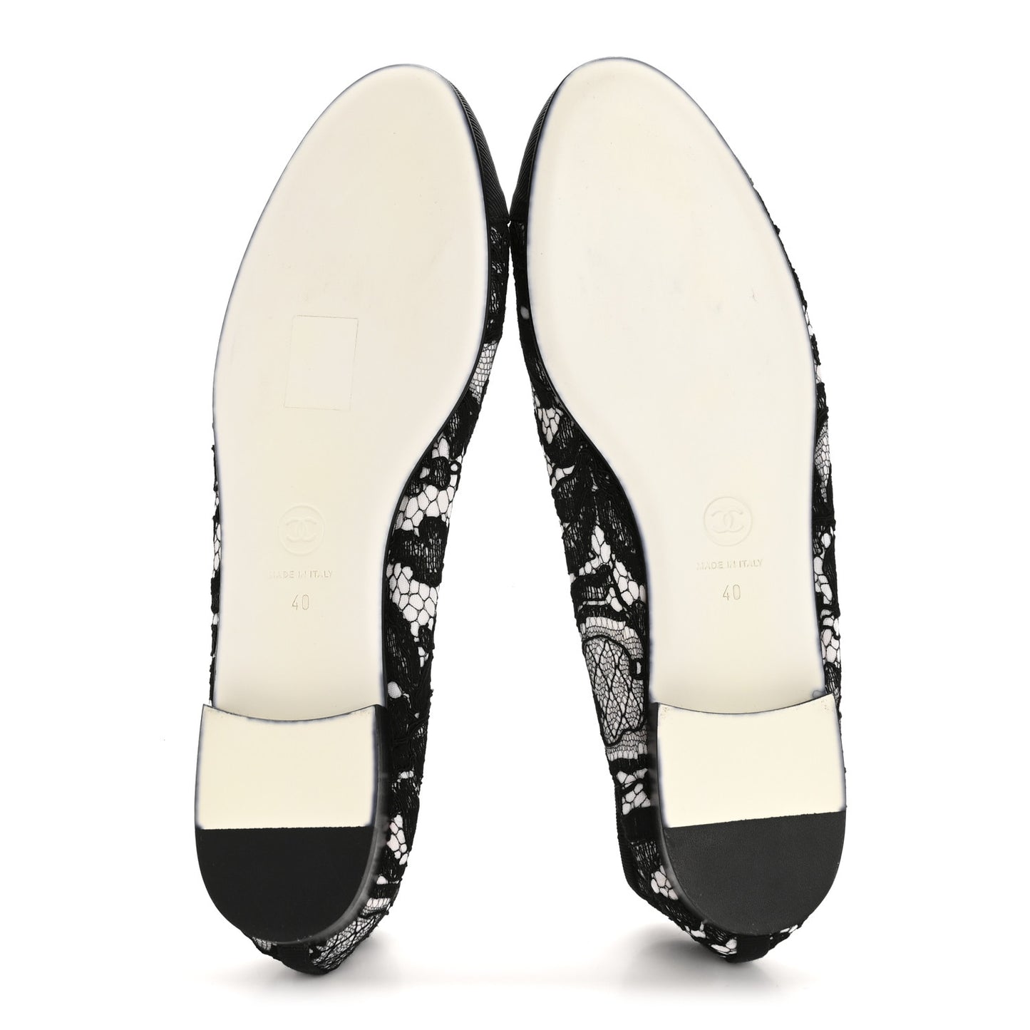 Lace Grosgrain Cap Toe CC Ballerina Flats 40 Black