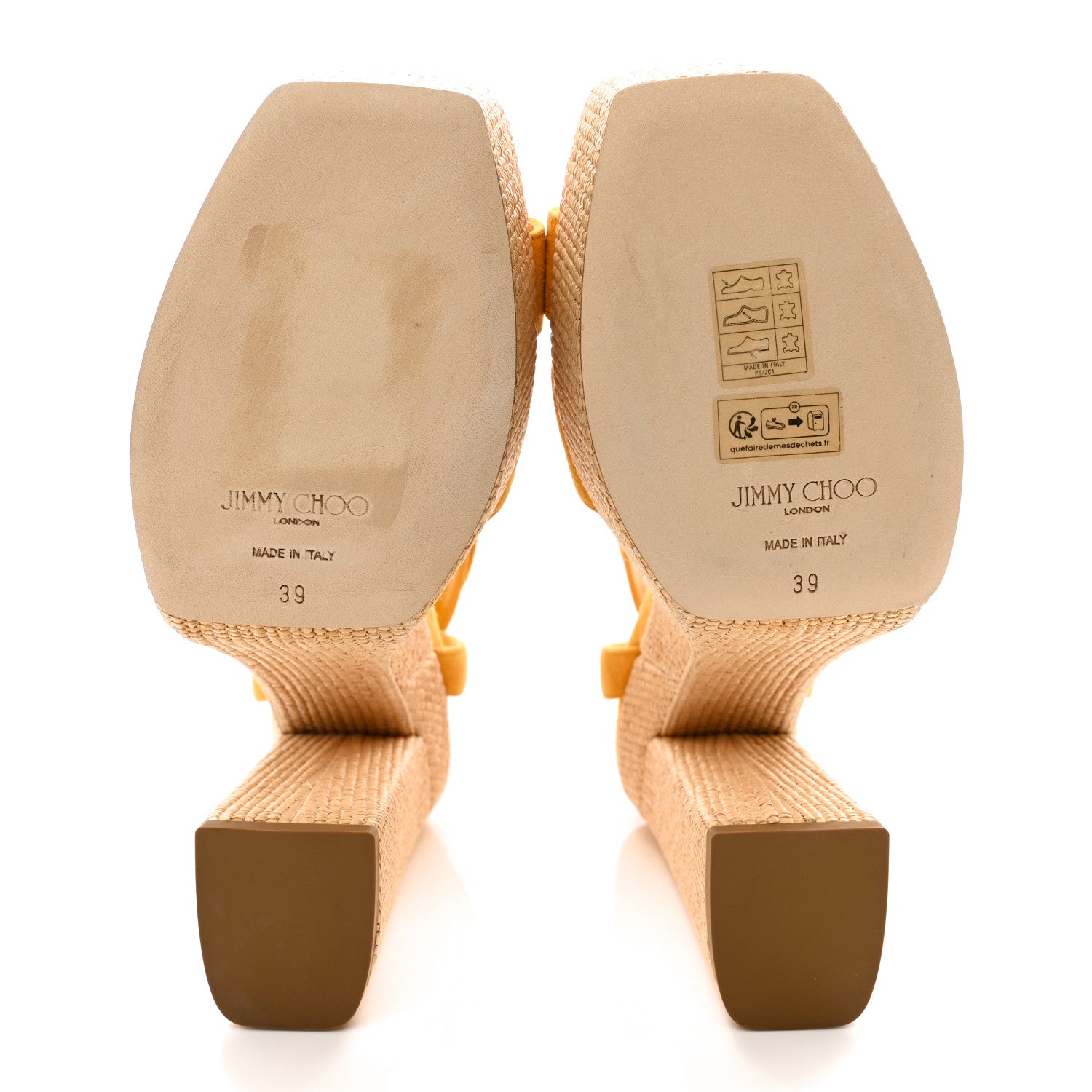 Jimmy Choo Suede Raffia Pump Gaia 140 Sandals 39 Sunflower Natural 5 of 8