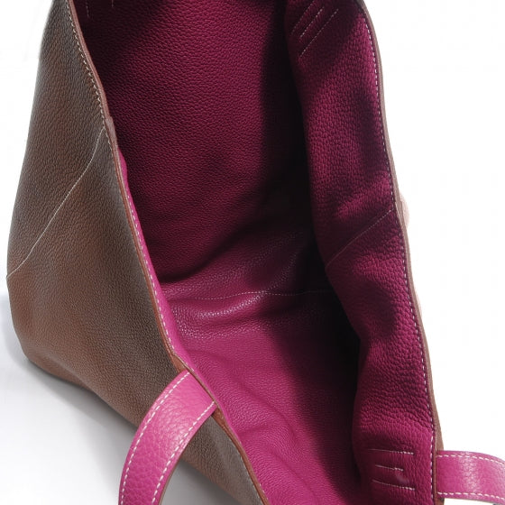 Hermes Taurillon Clemence Double Sens 45 Reversible Tote Marron 6 of 7