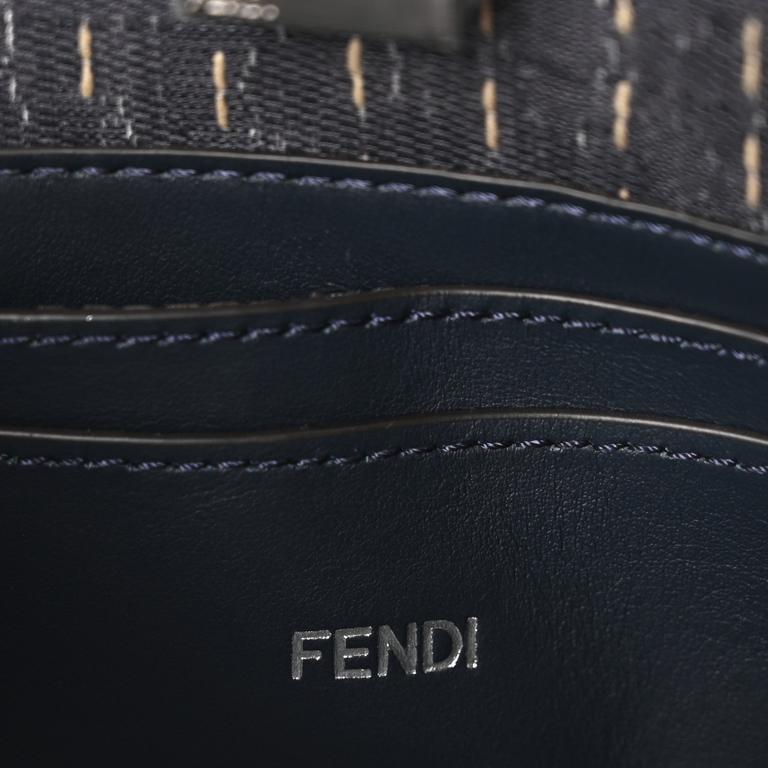 Fendi Chenille Vitello Seta FF Peekaboo I See U X Cross Satchel Blue Notte 6 of 10