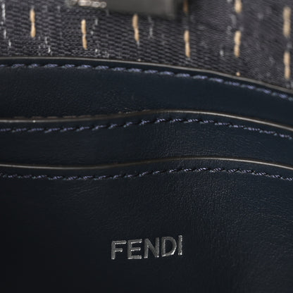 Fendi Chenille Vitello Seta FF Peekaboo I See U X Cross Satchel Blue Notte 6 of 10