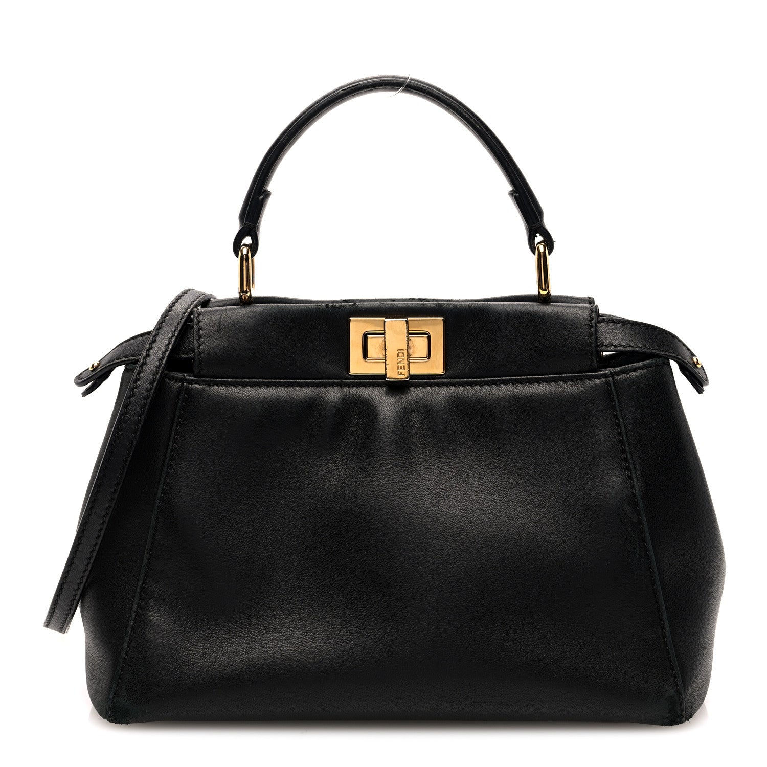 Fendi Nappa Mini Peekaboo Iconic Satchel Black 1 of 10