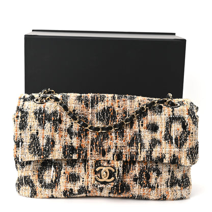 Chanel Tweed Mixed Fibers Leopard Print Small Souplissimo Maxi Flap Brown Black White 11 of 11
